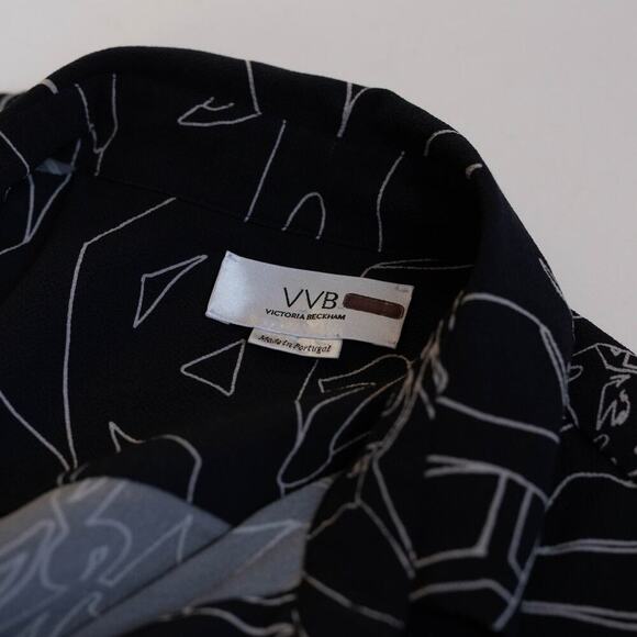 Victoria Victoria Beckham Blue Printed Collared Dress - Size 4 - Picture 4 of 11